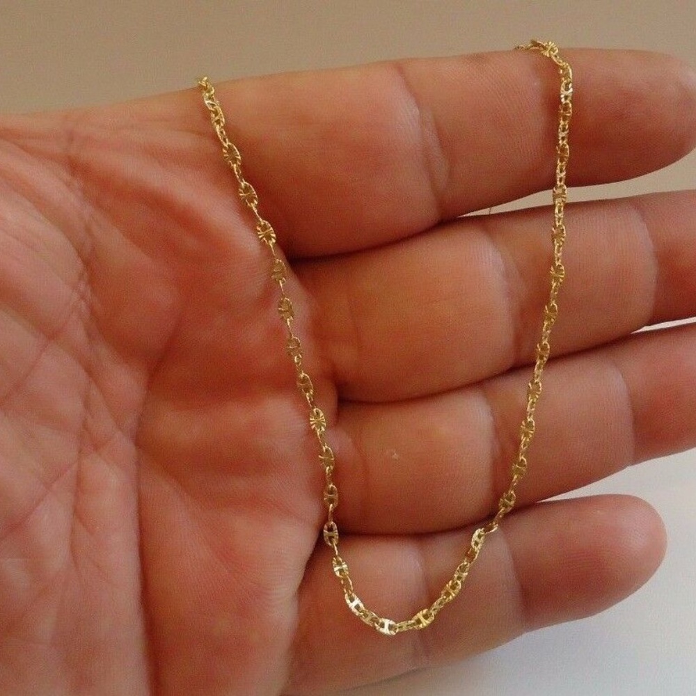 Italian Necklace 18" Solid 18K Yellow Gold over Real 925 Sterling Silver